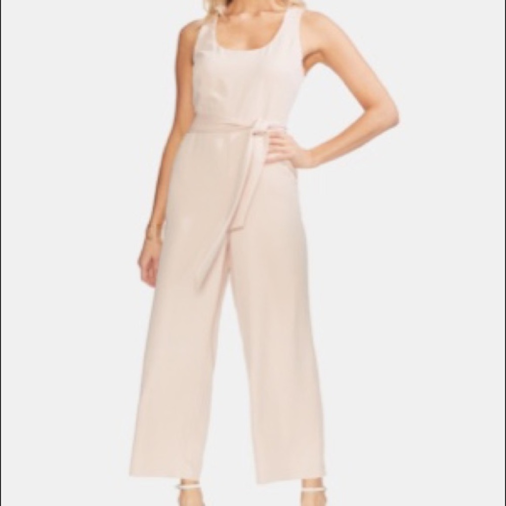 VINCE CAMUTO Tie-belt Sleeveless Jumpsuit - Peach
